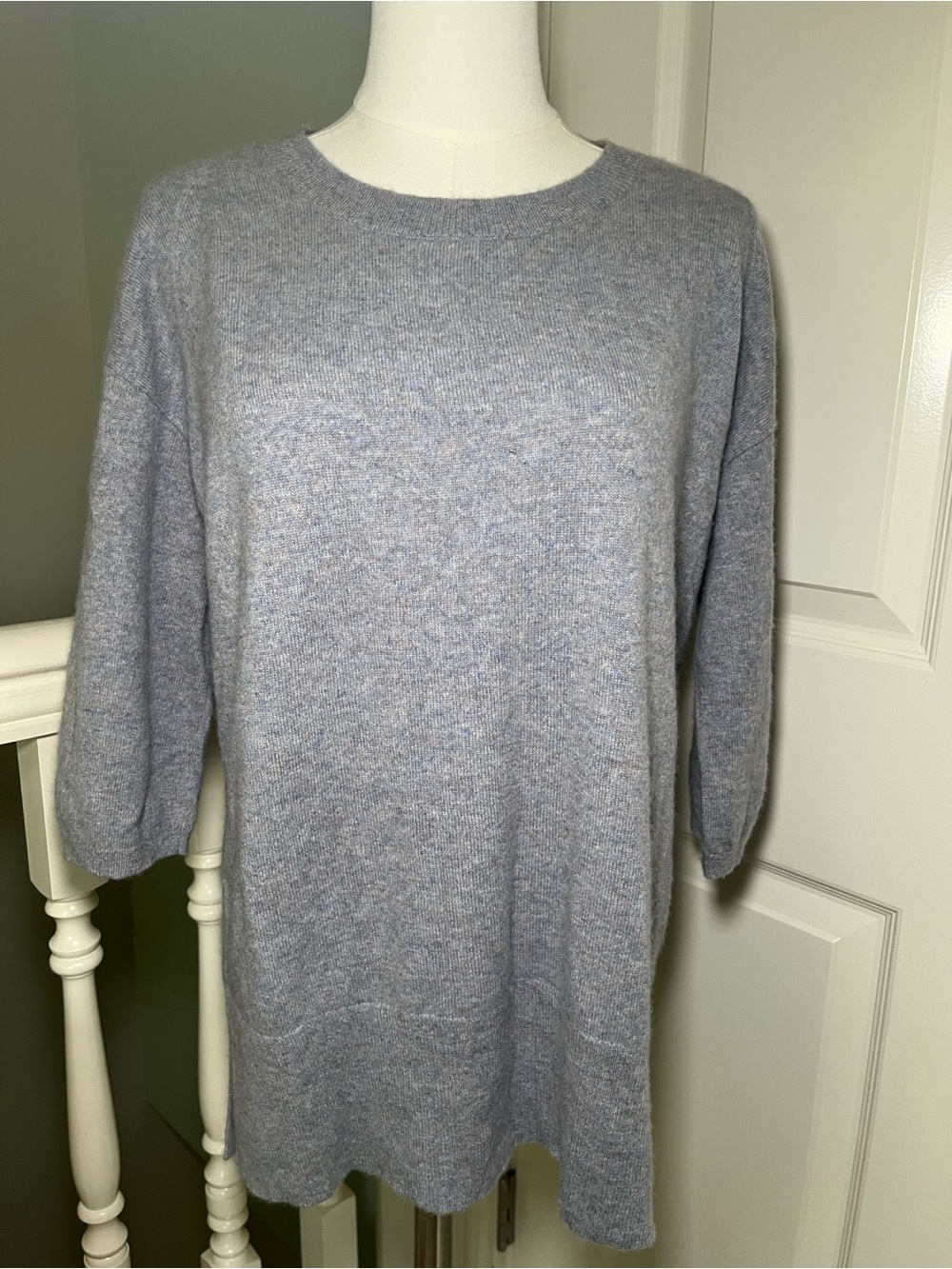 Poetry 100% Cashmere Sweater Tunic Grey Blue Sz 4 Oversized Soft Neutral